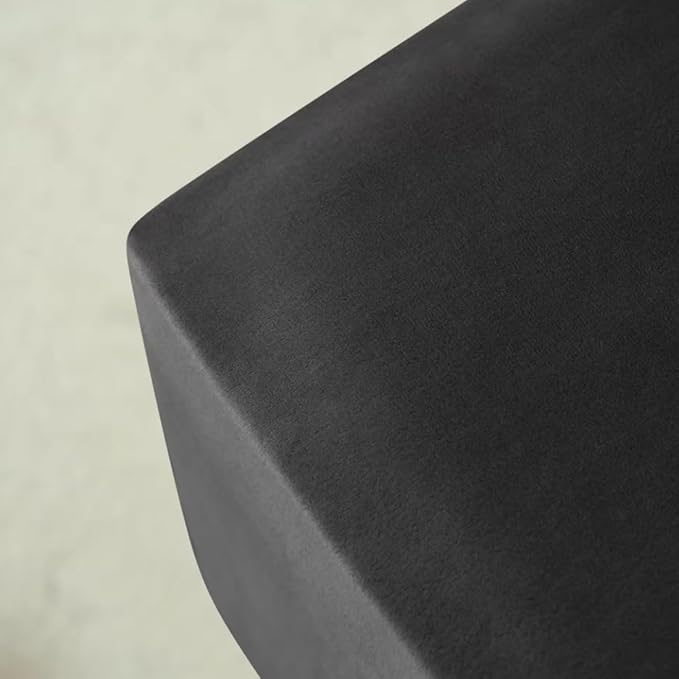 Ottoman Cover Square Velvet Ottoman Covers Protector for Footrest Foot Stool Furniture Stretch Comfortable with Elastic Bottom Large Black
