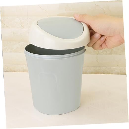 SOLUSTRE Plastic Trash Can Lid Mini Desktop Garbage Bin Office Waste Basket Slim Trash Can for Home Kitchen Desk Easy to Clean
