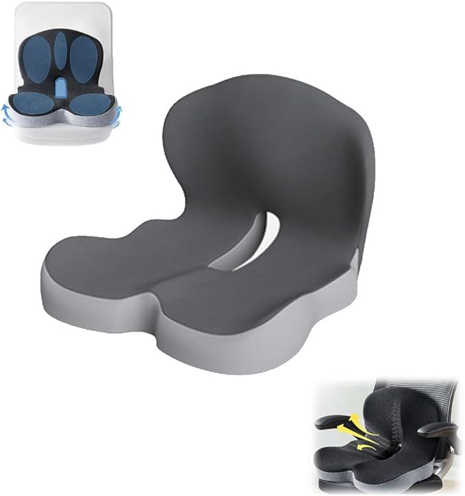Back and Seat Cushion, Ergonomic Memory Foam Seat Cushion Lumbar Support Pillow for Office Chair, Car,Wheelchair,Home,Office (Gray A)