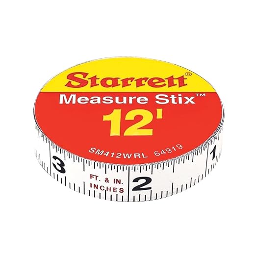 Starrett Tape Measure Stix with Adhesive Backing - Mount to Work Bench, Saw Table, Drafting Table - 1/2" x 12', English Metric, Right-Left Reading - SM412WRL