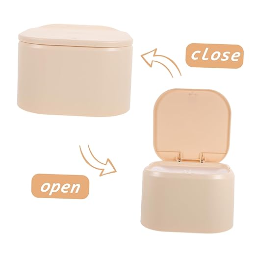 Slim Desktop Waste Bin Pressing Type Small Rubbish Can Lidded Garbage Bin for Table for Office Study Bedroom