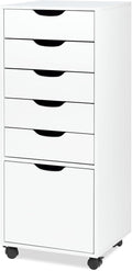 TUSY Mobile File Cabinet, 5-Drawer Storage Cabinet, Vertical Rolling Storage Organizer Chest with Wheels & Anti-Tip Kit, for Home Office, Craft Room, Bedroom, White