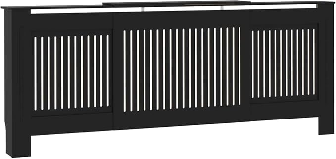 MDF Radiator Cover Cabinet Shelf, Heater Heating Side Stand Radiator Cover Living Room Furniture Decor, Black 80.7"x8.1"x32.1",-452