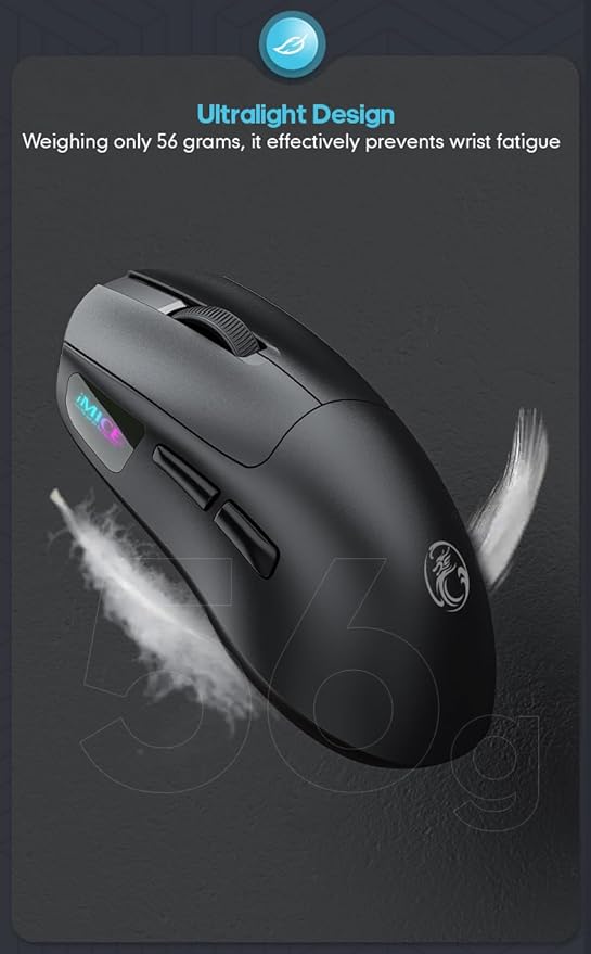 Maine Charging 3-Mode Wireless Gaming Mouse with 12800 DPI. Lightweight Design. Factory Wholesale Sales. (Black, 100PACK)