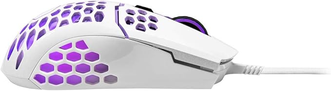 Cooler Master MM711 60G Glossy White Gaming Mouse with Lightweight Honeycomb Shell, Ultraweave Cable, 16000 DPI Optical Sensor and RGB Accents
