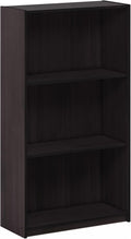 Furinno BASIC Book Shelf, 3-Tier Modern Bookshelf, Bookcase with Open Shelves, 9.3" x 21.8" x 39.5", for Living Room, Bedroom, Home Office, Dark Walnut