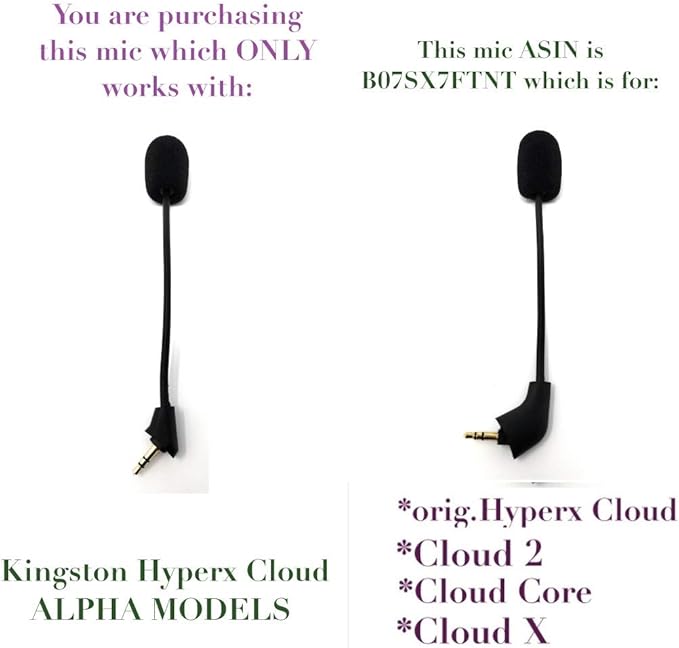 TNE Replacement Cloud Alpha Game Mic 3.5mm Microphone Boom only for Kingston HyperX Cloud Alpha/Cloud Alpha S Pro PS4 Xbox One Nintendo Switch Computer PC Gaming Headsets
