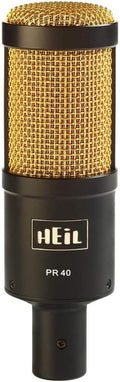 Heil Sound PR40 Large Diameter Dynamic Cardioid Studio Microphone, Black Body, Gold Grill
