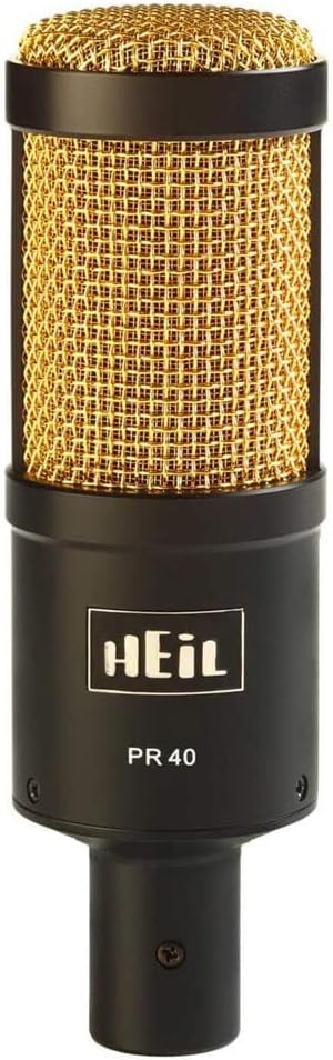 Heil Sound PR40 Large Diameter Dynamic Cardioid Studio Microphone, Black Body, Gold Grill