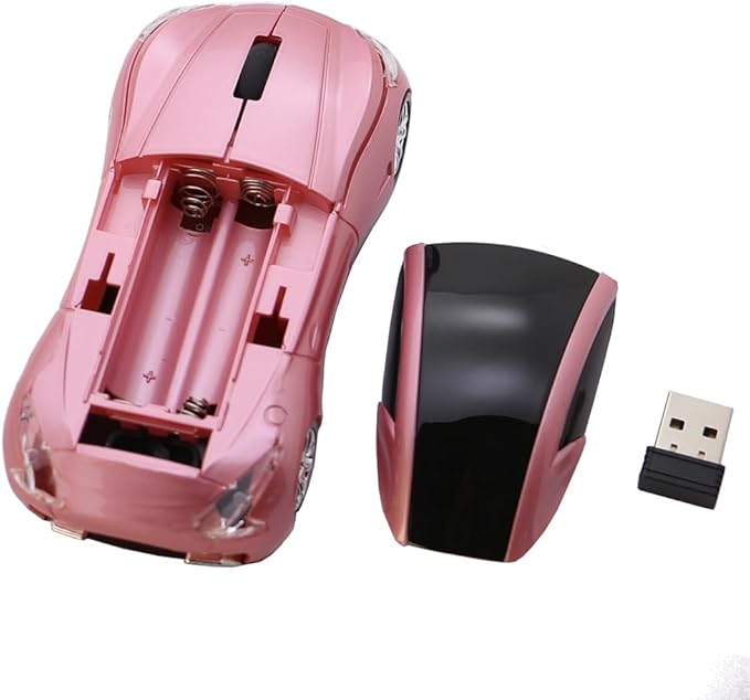 MGbeauty Sports Car Mouse Wireless Mouse Computer Mice Laptop Optical Gaming Mouse Red (Pink)