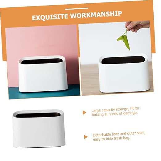 MAGICLULU Desktop Trash Can Slim Portable Wastebasket for Home Office and Car Mini Multifunctional Garbage Bin with Opening for Easy Disposal Stylish White Design