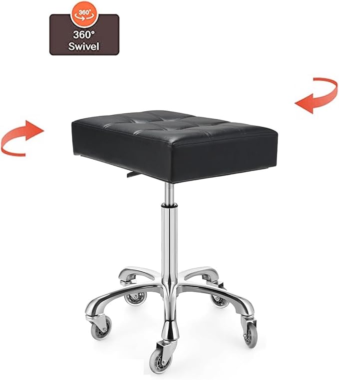 Kaleurrier Heavy Duty Stools with Wheels 400lb Backless Height Adjustable Stool - Rolling Stools Swivel Chair for Counter Bar Salon Office Home Kitchen Lab Clinic (Rolling Casters, Black)
