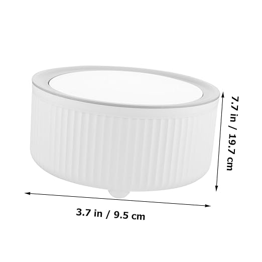 Vaguelly Mini Desktop Trash Can Round Waste Basket for Bedroom and Office Slim Plastic Garbage Bin Press Top Lid Compact Wastebasket for Counters and Nightstands