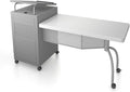 Pemberly Row Contemporary Metal Teacher's Desk and Lectern Combo, Adjustable Height, Gray Hammertone Steel Frame, Blow-Molded Plastic Desktop, Locking Storage, Mobile Office Furniture for Classroom