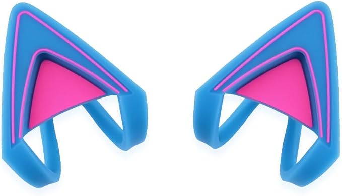 Glow in Dark Silicone Cat Kitty Ears Lovely Fluorescent Cat Ears Compatible for Bose/Razer/HyperX/Corsair/SteelSeries Arctis/Edifier Gaming Headphones (Blue)