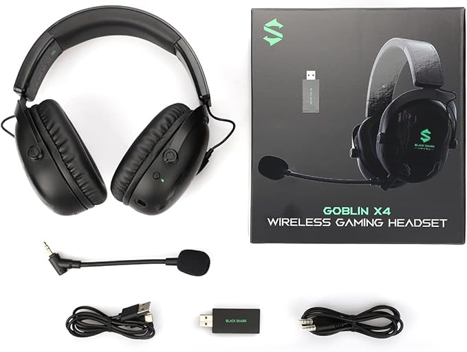 Black Shark Wireless Gaming Headset with Microphone, Bluetooth Xbox Headphone - Fast Connection, No Delay - 2.4GHz USB Headphone with Over Ear Memory Foam for PC, PS5, PS4, Xbox