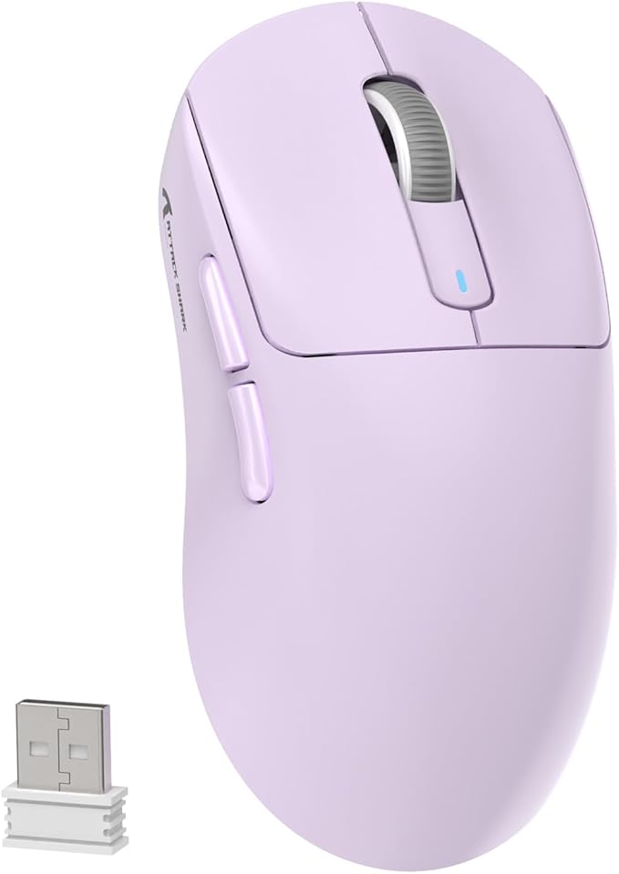 MAMBASNAKE Attack Shark X3 Wireless Gaming Mouse, 49g Ultralight, PixArt PAW3395 26000 DPI, Bluetooth/2.4Ghz /Wired Tri-Mode, 200Hrs Rechargeable Battery, Kailh GM8.0 Switch for PC/MAC/Win - Purple