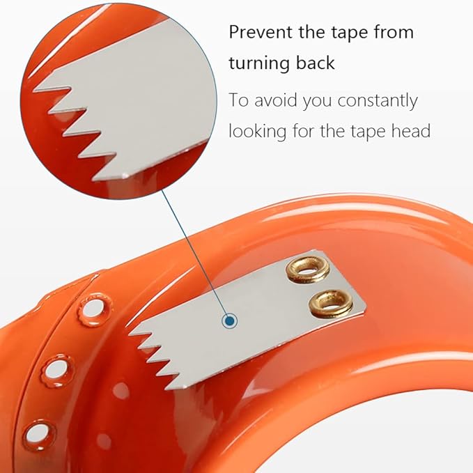 PROSUN 2 Pack Metal Packing Tape Dispenser Gun:2-inch Wide Tape Dispenser / 3-Inch Inner Paper Core(2" Blue + 2" Orange)