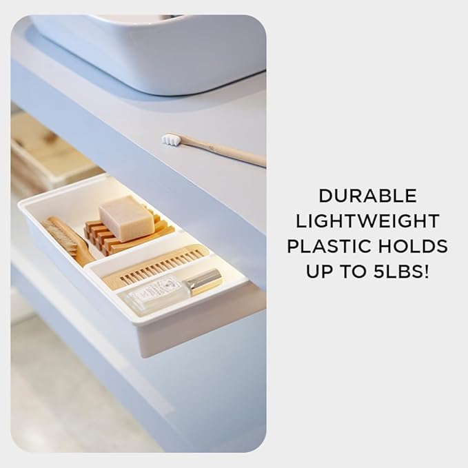 GAROOD Under Desk Drawer, Slide out Hidden Desk Drawers Organizer, Self-adhesive drawer for office/classroom/home 13.3'' x 10.02'' x 2.8’’ (White)