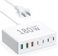 sccvee USB-C GaN 180W 7-Port Fast Charger - Compatible with MacBook, iPhone 12/13/14/15, Smartphones, Tablets & Other USB Devices