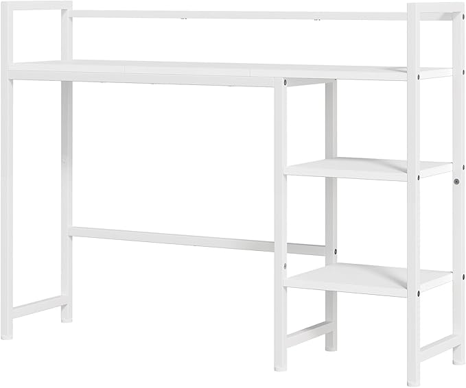 38.6" Book Shelf with 3 Tier Open Shelves Bookshelf and Desk Shelf to Combined for Computer Desks, Desk Hutch for Top of Desk, Bookcase for Dorm or Office, Adjustable Desktop Shelfs, White