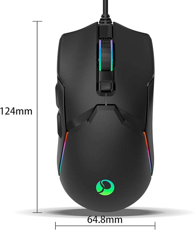 Wired Ergonomic Mouse,Gaming Mouse All Keys are editable, 12 Backlit Modes,8000 DPI Wired Optical Mouse,Software Supports DIY Keybinds Button for Gamer Bigger and Office