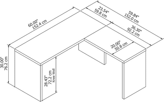 BBF Bush Business Furniture Echo 2 Piece L Shaped Desk and 5 Shelf Bookcase Set in Pure White