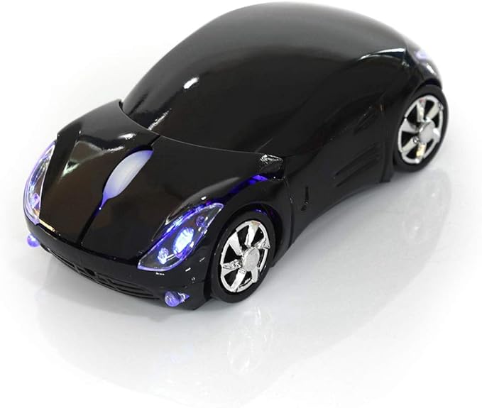 Diyeeni 1600DPI Portable Mouse, 10M 2.4G Bluetooth Optical with Receiver Storage, 3 Buttons Car Shaped for/ME/PC/Tablet Gaming Office(Black)