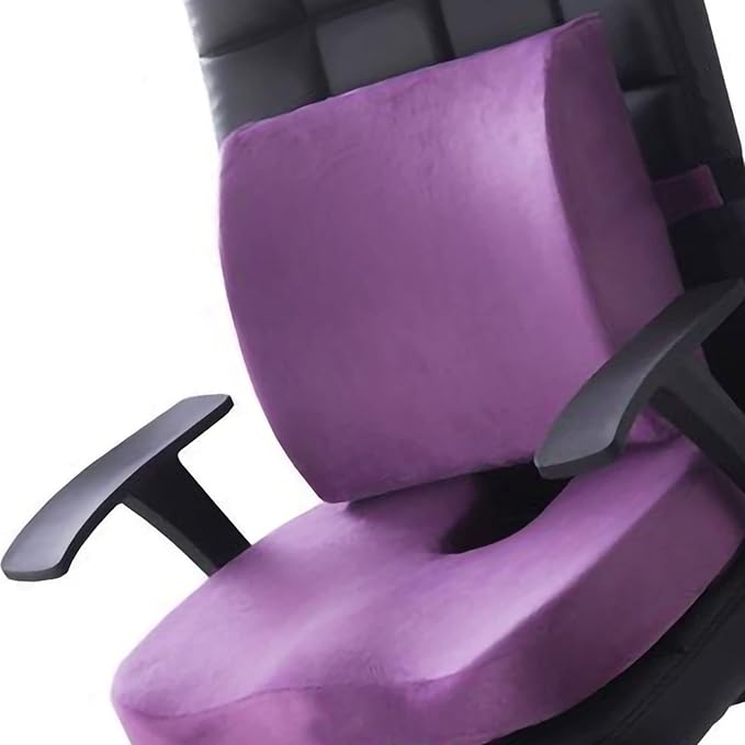 Memory Foam Lumbar Support Cushion Set, Cojin Lumbar Silla Oficina, for Office Dinner Chair, Gardening Sitting Butt Cushion (Cushion and Back Cushion Combination Set)