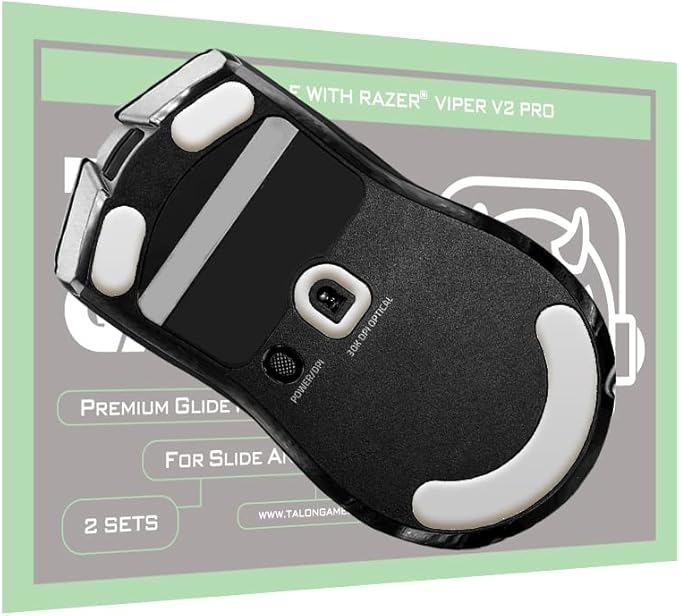 2Sets of TALONGAMES Rounded Curved Edges Mouse Feet Skates Compatible with Razer Viper V2 Pro Wireless Gaming Mouse Feet Replacement,0.8mm,Pure PTFE Material with Super Smooth Glide Pads