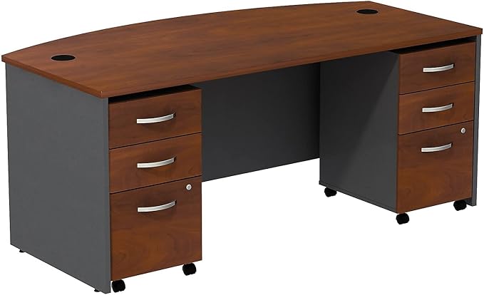 Bush Business Furniture Series C 72W Bowfront Shell Desk with (2) 3-Drawer Mobile Pedestals