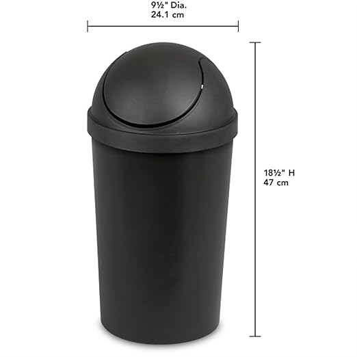 Sterilite 6 Pack SwingTop Wastebasket, Round Trash Can w/Swing Top Lid 3 Gallon, Black