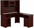 Bush Home Cabot L Shaped Desk with Hutch, Corner Desk with Storage for Home Office in Harvest Cherry, 60W L Shaped Computer Desk