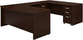 Bush Business Furniture Series C 72W x 36D Bow Front U Shaped Desk with Mobile File Cabinets in Mocha Cherry