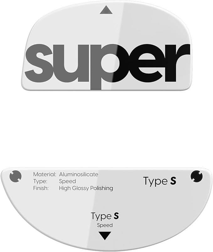 Superglide Glass Mouse Skates - Super Smooth Glide, Polished Round Edge, Super Fast Gaming Mouse Feet with Durable Sole for Pulsar ZywOo (Type-S, White)