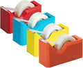 JAM PAPER Colorful Desk Tape Dispensers - Assorted Rainbow Colors - 4/Pack