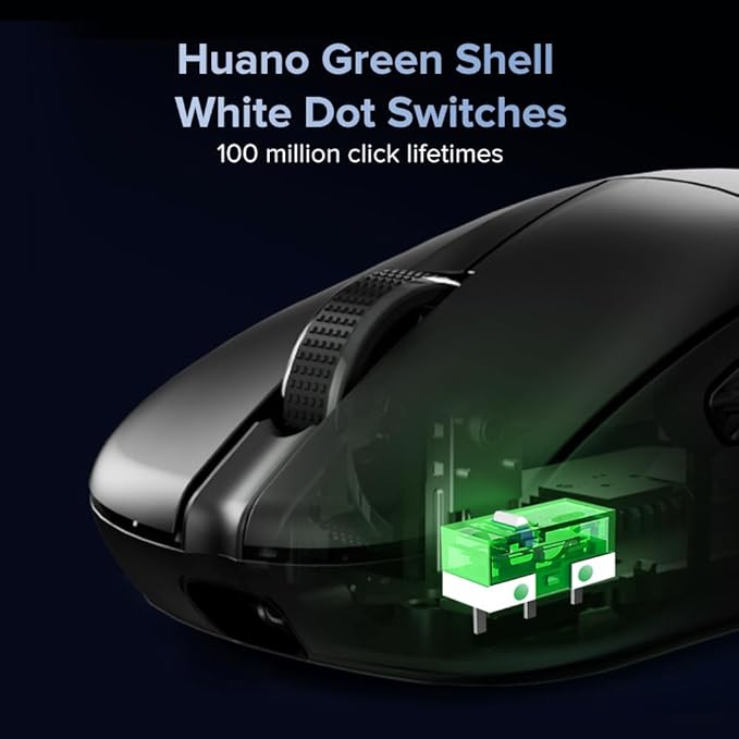 DELUX M500PRO Lightweight Wireless Gaming Mouse, 58.5g Lightweight, PAW3395 Sensor, 8000Hz Polling Rate, Huano Switches, Magnetic Charging Dock, RGB, Tri-Mode, 26000 DPI for PC Laptop Gamers (Black)