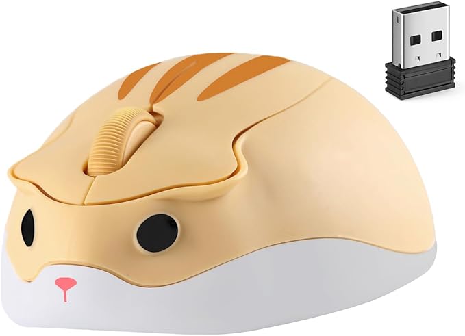 Bluetooth & USB Dual Mode Wireless Mouse,Cute Animal Hamster Shape,Silent Click Portable Compact Lightweight,Yellow Cordless Mice for ipad PC Laptop Computer MacBook Kids Men Women School Office Gift