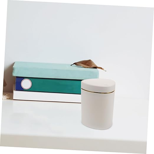 Garneck Slim Desktop Trash Can Push Lid Small Garbage Bin Countertop Waste Container Office Trash Can Portable