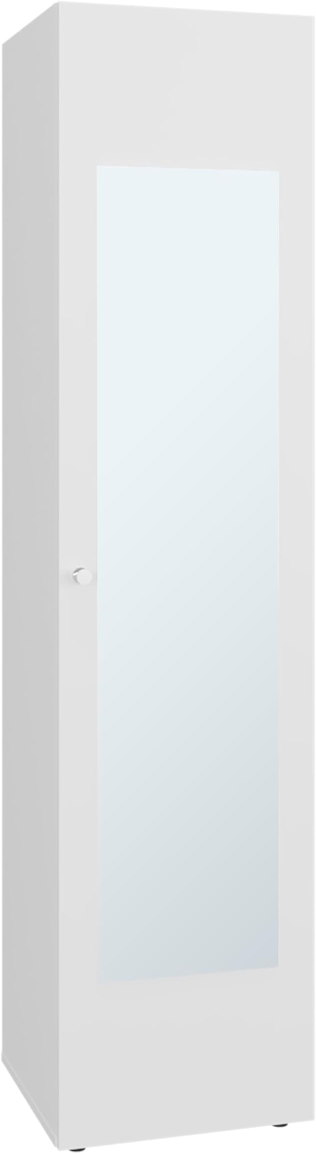 Saily Storage Cabinet with 4 Shelves and Mirror on Door, Modern Design, White Mirror on Door: Includes a full-length mirror, making it convenient for quick outfit checks. Easy Access: Features a si