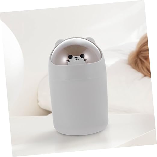 MAGICLULU Desk Trash Can Slim Plastic Garbage Can Lid Bedroom Desktop Mini Trash Bin for Office