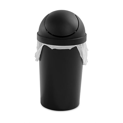 Sterilite 6 Pack SwingTop Wastebasket, Round Trash Can w/Swing Top Lid 3 Gallon, Black