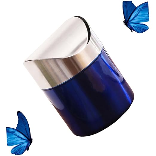 SOLUSTRE Desktop Trash Can Stainless Steel Garbage Can Compact Easy to Move for Bathroom Laundry Room Kitchen