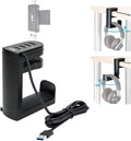 KIWIFOTOS Headphone Stand with 4 USB Ports Hub PC Gaming Headset Holder Hanger 360 Degree Rotation Clamp Under Desk Headphone Hook Mount with Cable Clip Organizer