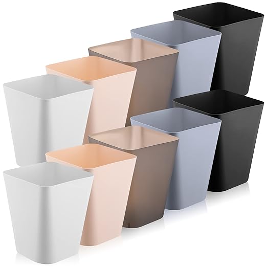 Amyhill 10 Pcs Small Trash Can 2 Gallon Plastic Garbage Can Small Waste Basket for Bathroom Office Kitchen Living Room Bedroom Home Under Desk(Multicolor)