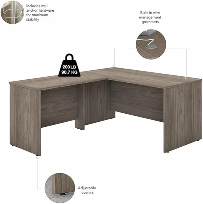 Bush Business Furniture Studio C 60-inch W L Shaped Computer Desk, Mobile File + 42-inch W Return Bundle, Modern Hickory (STC008MHSU)