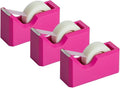 JAM PAPER Colorful Desk Tape Dispensers - Pink - 3/Pack