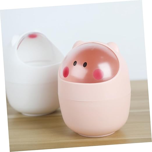 Happyyami Kawaii Countertop Slim Trash Bin Lid for Desktop Cartoon Trash Can Lid Trashcan for Office