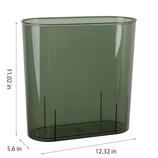 Anyoifax Small Trash Can Slim Garbage Can 3 Gallon Waste Basket Trash Bin Container for Bathroom, Bedroom, Living Room, Kitchen, Under Desk, Office, Colleg Dorm - Green