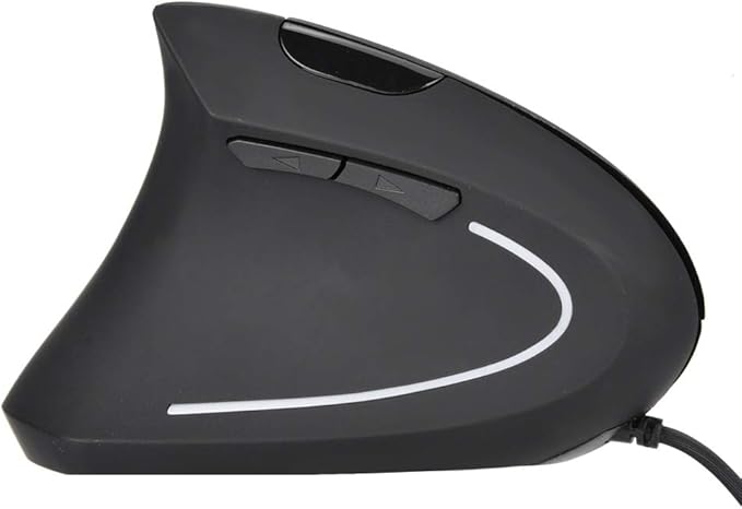 Ergonomic Vertical USB Wired Mouse, Left Handed Optical Mouse, 3 Adjustable DPI 800/1200/1600, 6 Programmable Buttons, Universal Gaming Mouse for Laptop, Desktop, Notebook, PC, Computer (Black)